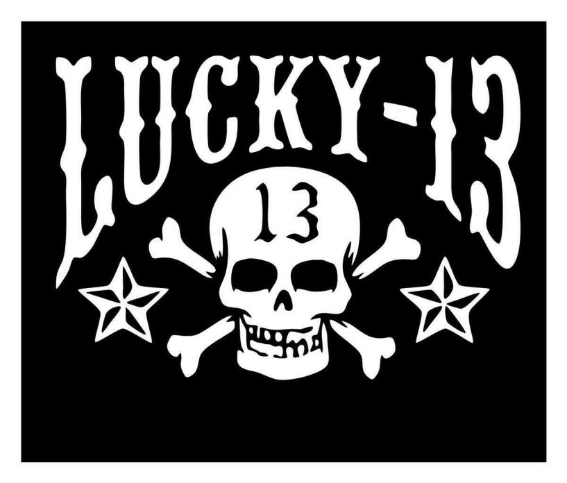 LUCKY 13 SKULL 6 X 7 VINYL CAR TRUCK WINDOW DECAL STICKERS