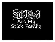ZOMBIES ATE MY STICK FAMILY 5 X 7 VINYL CAR TRUCK WINDOW DECAL STICKERS