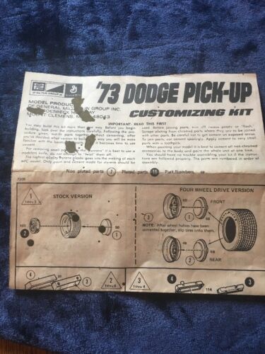 VINTAGE MPC '73  DODGE  PICKUP JUNKYARD - INSTRUCTIONS ONLY - NOT COMPLETE