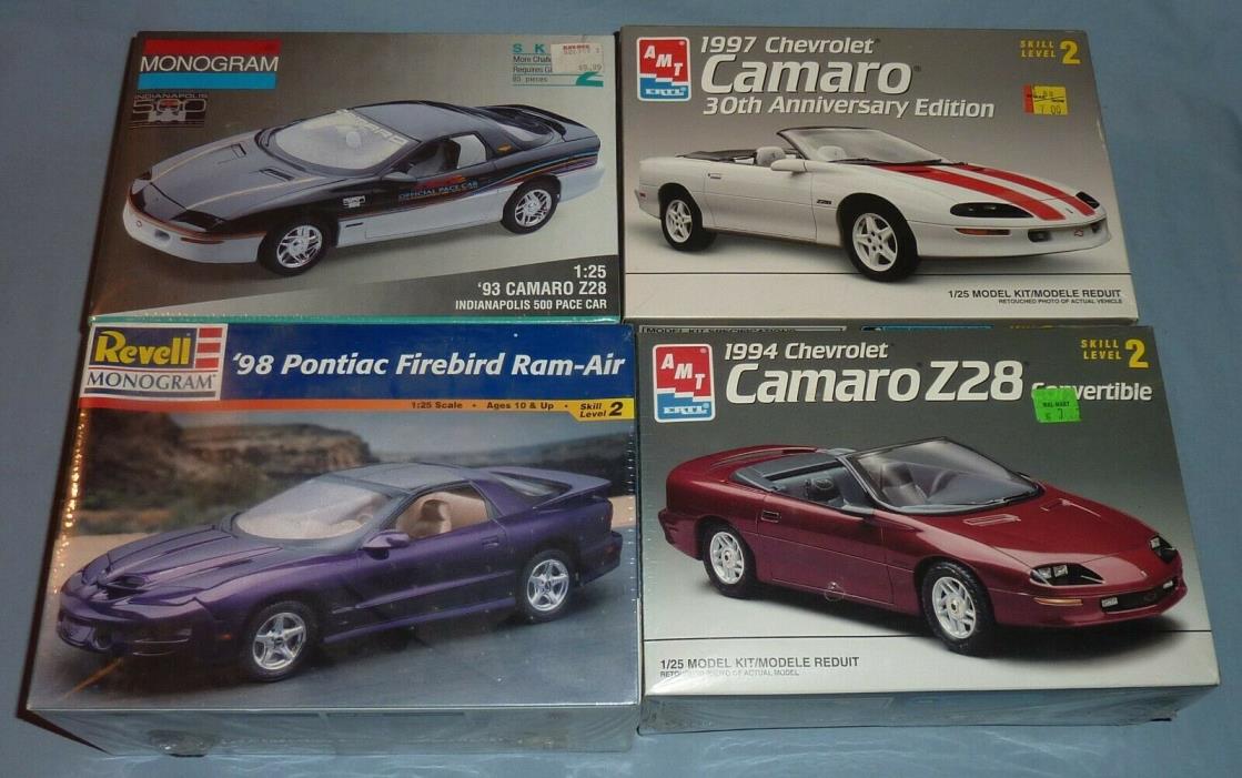 Lot of 4 AMT & Revell Camaro & Firebird kits, Factory sealed