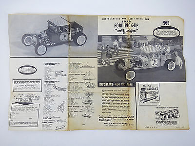 1962 Aurora Model 1/32 WOLF WAGON 1928 FORD PICK-UP TRUCK MODEL INSTRUCTIONS