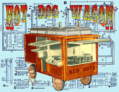 Build a 1:16 Scale model Circus HOT DOG WAGON Full Size printed plans & notes