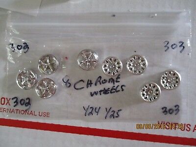 Eight (8) Chrome Wheels 1/24/25 scale  (sold as parts only)  Package #303