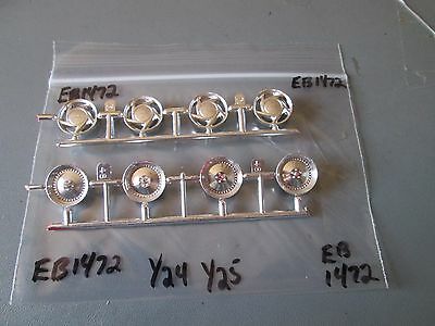 Eight (8) Chrome Wheels no backs 1/24/25 scale (parts only) Package #EB1472
