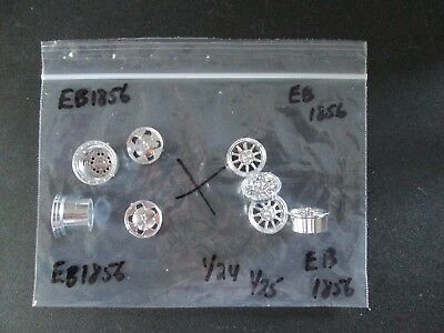Eight (8) Chrome Wheels 1/24/25 Scale (No Backs) (Parts only) Package #EB1856