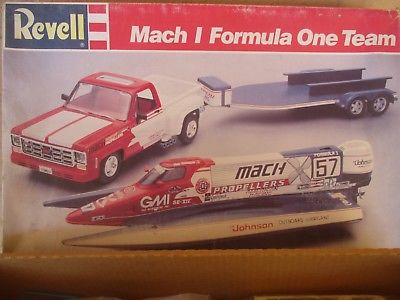 REVELL 7240 MACH 1 I FORMULA ONE TEAM CHEVY PICKUP BOAT TRAILER 1/25 1990 issue