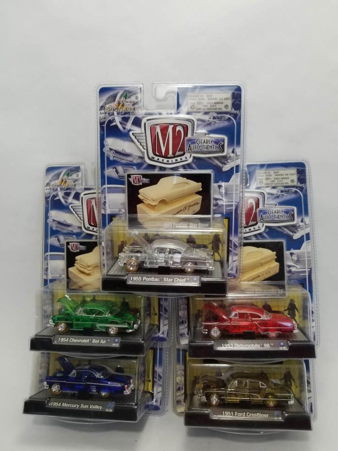 Lot 5 M2 Machines Clearly Auto-Thentic1:64 Model Cars 1950's Classics Release 1