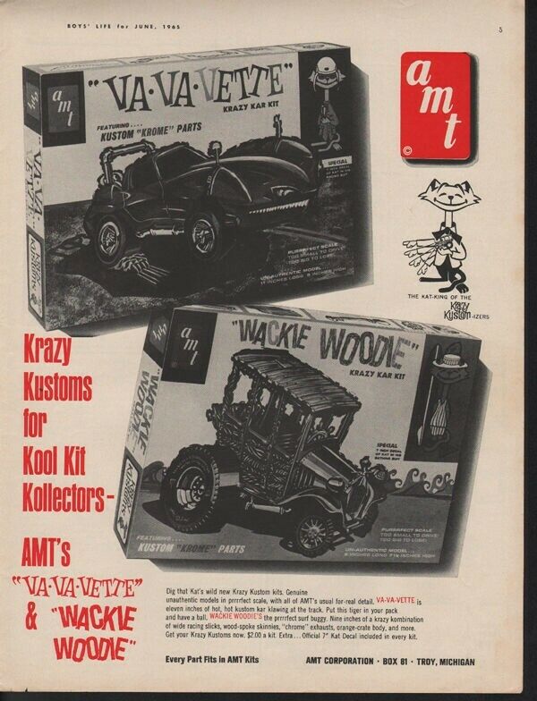 1965 AMT WACKIE WOODY VA VA VETTE  CAR AUTO TOY RACE AD9750