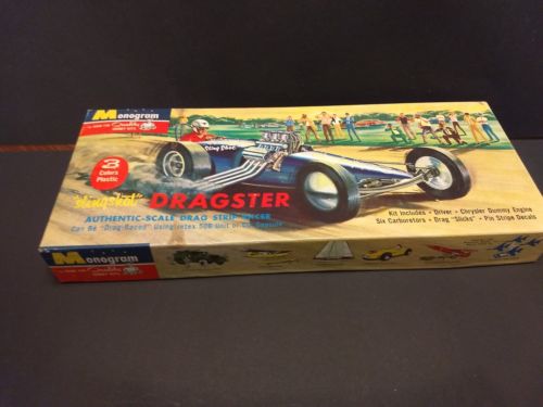 Old 60's Monogram Slingshot Dragster car hobby kit BOX only + brochure fast ship