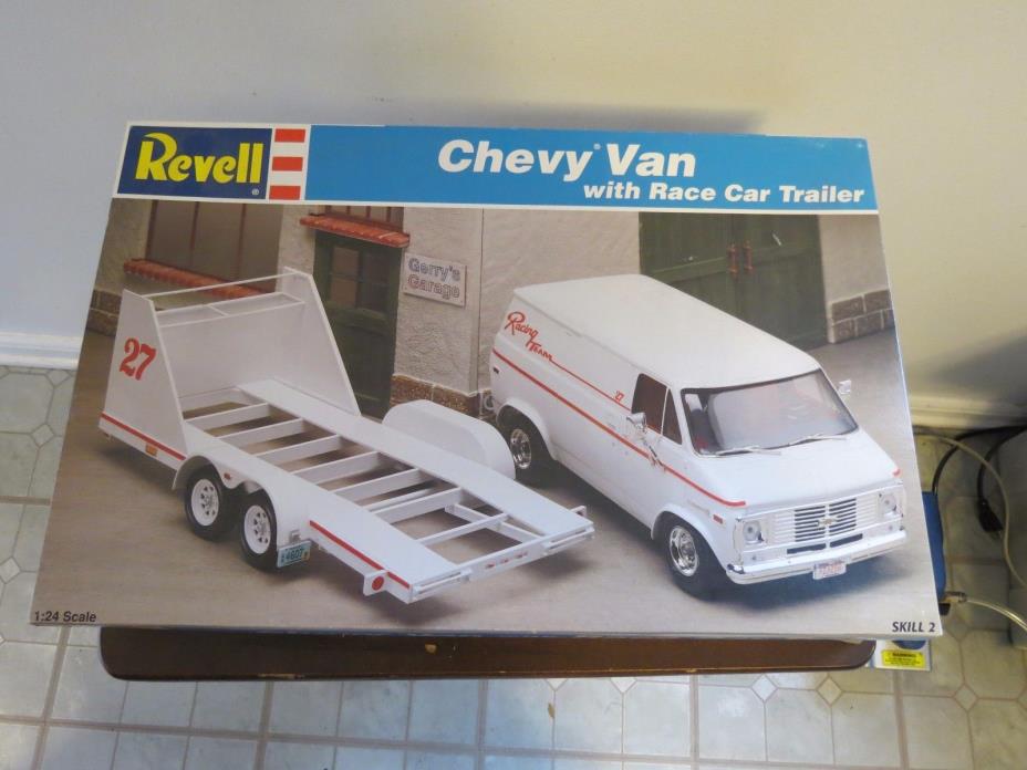 REVELL CHEVY VAN W/ TRAILER, #7250, W/ 89 CHEVY SILVERADO PRO STREET TRUCK #6069