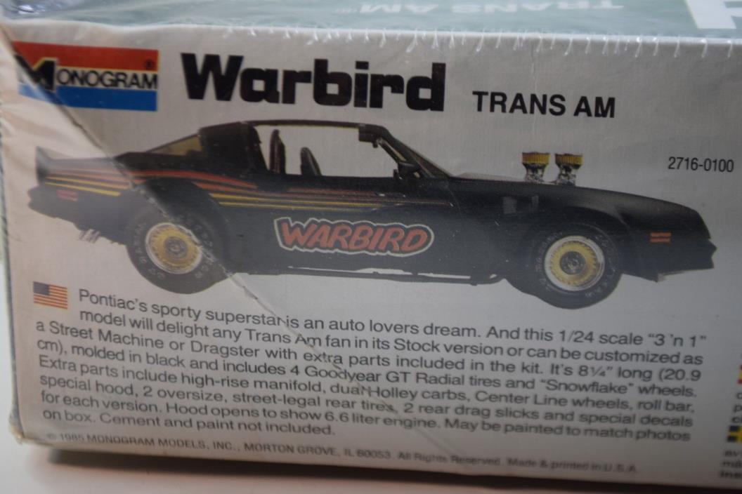1977 78 Pontiac Firebird Trans Am 6.6 Warbird Bandit USA Made Sealed!! Vintage!!