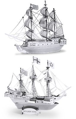 Metal Earth 3D Laser Cut Models Black Pearl Ship AND Golden Hind Ship SET OF 2