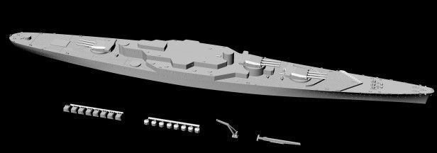 1/700 MNF Alsace French cancelled 1939 Battleship resin conversion kit by IHP