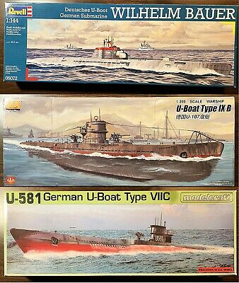 Lot Bundle of Three (3) Model Kits German U-Boat Submarines IOB Free Shipping