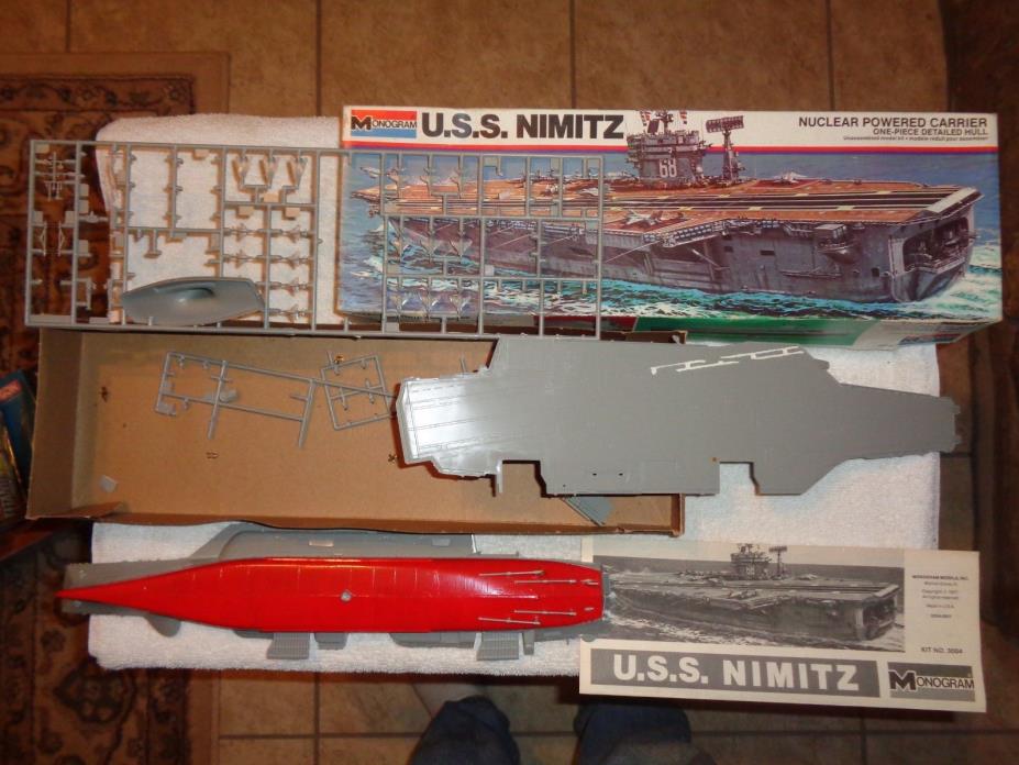 MONOGRAM # 3004 U.S.S. NIMITZ NUCLEAR POWERED CARRIER OPEN STARTED KIT