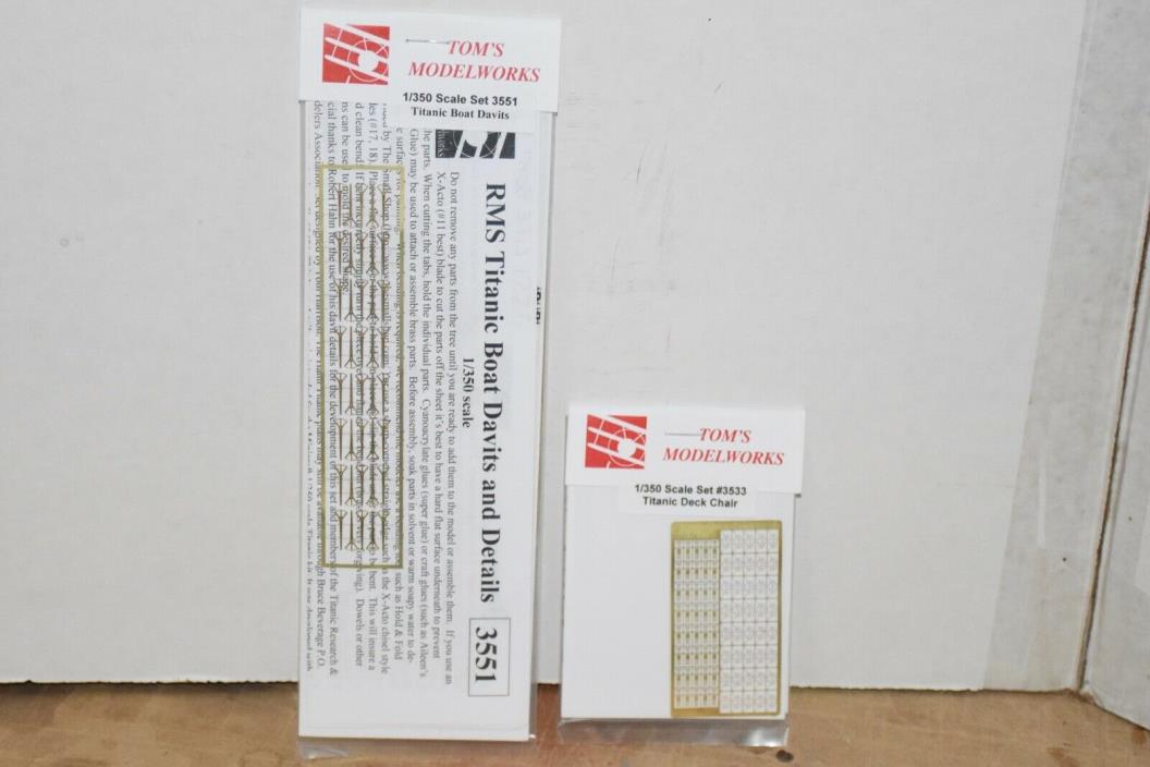 TOM'S MODELWORKS 1/350 SCALE #3533 & 3551 TITANIC DECK CHAIR & BOAT DAVIT PE SET
