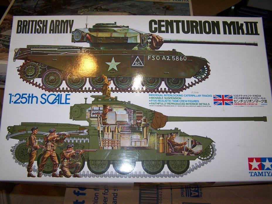 Vintage Tamiya 1/25 scale Centurion MkIII Tank Plastic model kit.