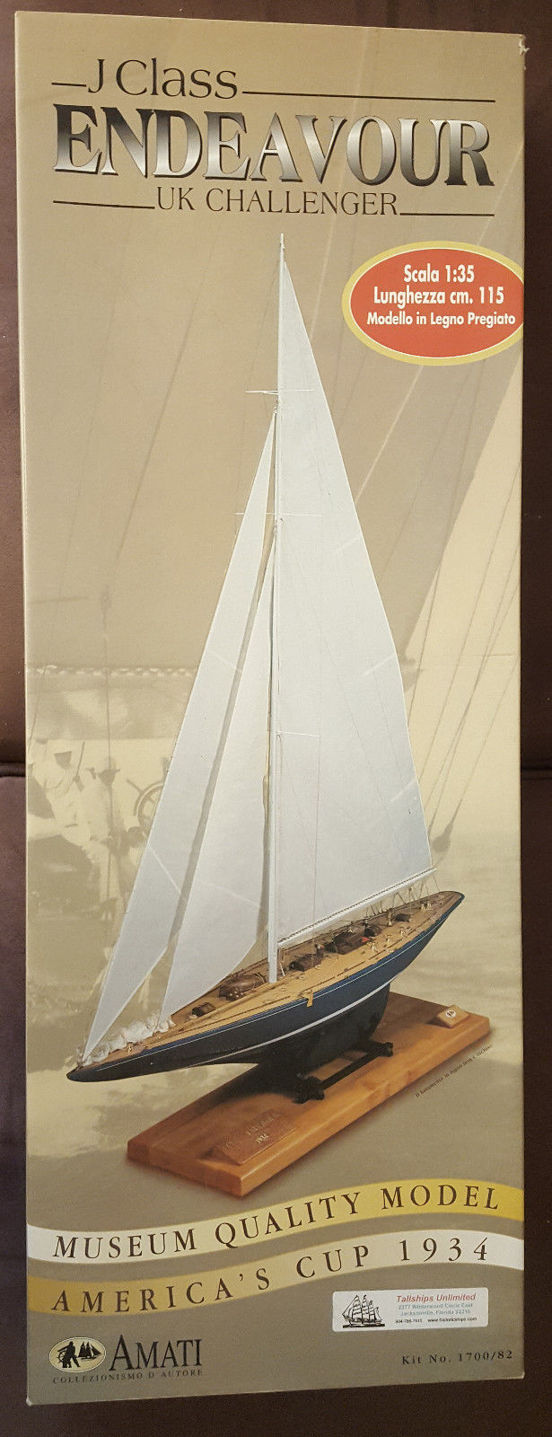 Amati, J Class Endeavour, America's Cup US 1934, 1:35 Scale Wood Model Ship Kit