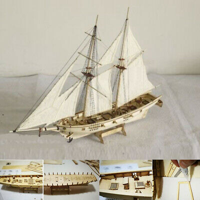 1:100 Scale Mini Wooden Sailboat Ship Kit Boat Toy Gift DIY Model Decoration ADF