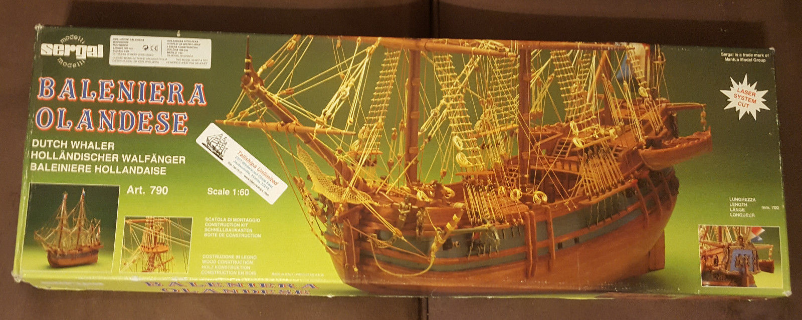 Dutch Whaler Baleniera Olandese, 1:60 Scale Wood/Brass Model Ship Kit, Mantua