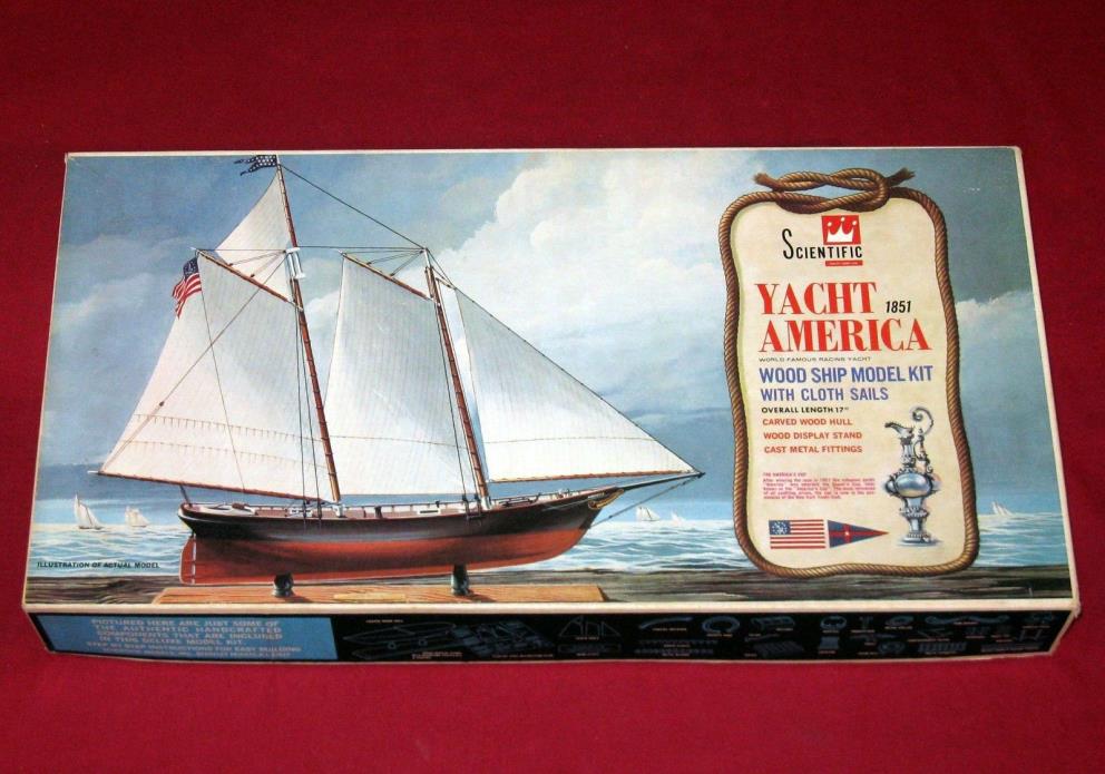 SCIENTIFIC Yacht America Wood Model Kit parts sails directions decals