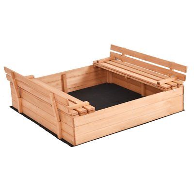 Children Outdoor Foldable Retractable Sandbox with Bench Seat