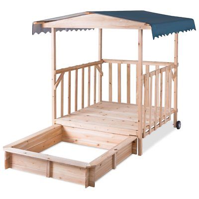 Outdoor Children Retractable Beach Cabana Sandbox with Canopy