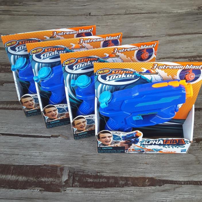 NERF SUPER SOAKER ALPHA FIRE 3-STREAM BLAST 7.4 Oz  BLUE/ORANGE (SET OF 4)
