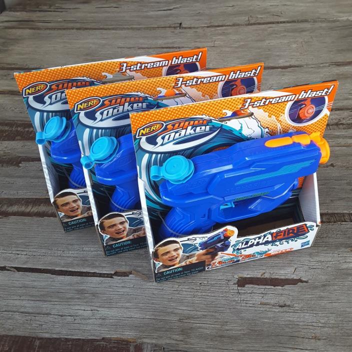 NERF SUPER SOAKER ALPHA FIRE 3-STREAM BLAST 7.4 Oz  BLUE/ORANGE (SET OF 3)
