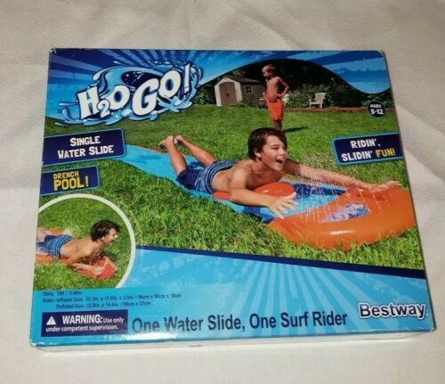 Bestway H2O GO! 18ft Single water slide w/Rider Ages 5-12 drench pool NWT