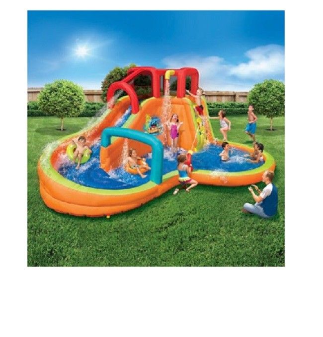 Banzai Lazy River Adventure Park Inflatable Slide Water Splash Pool Backyard Fun