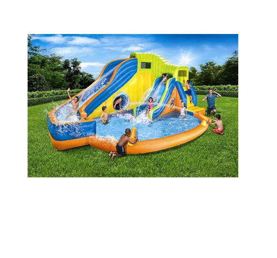 Banzai Pipeline Twist Aqua Park Inflatable Slide Water Splash Pool Backyard Fun