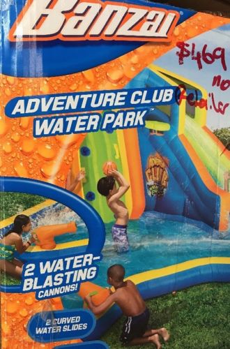 Banzai Inflatable Adventure Club Dual Slide and Pool Backyard Water Park