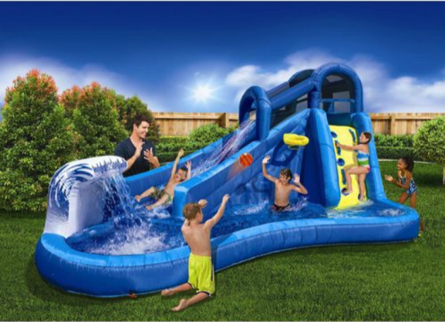 Outdoor Water Slide and Park Slip For Kids w/Curved Water Slide And Water Fall