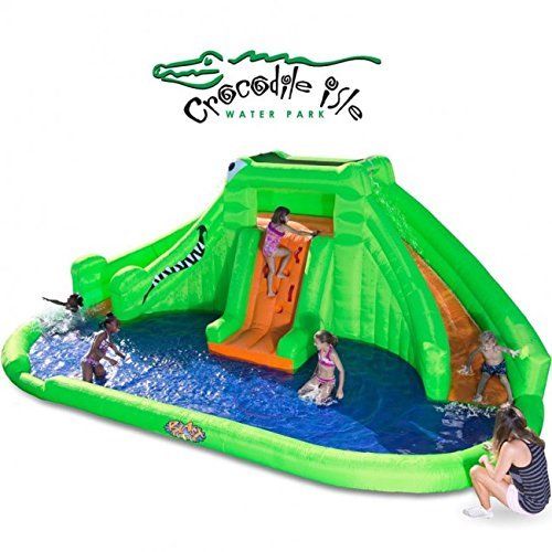 Green Crocodile Isle Inflatable BounceHouse WaterPark w/Dual Slides Fun Toy NIB