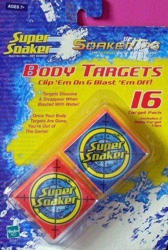 Super Soaker Body Targets 16 Count Pack Plus 2 Body Clips SoakerTag Water Tag