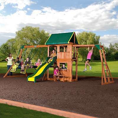 Backyard Kids Outdoor Playground Cedar Wooden Play Fun Swing Set Slide Playset