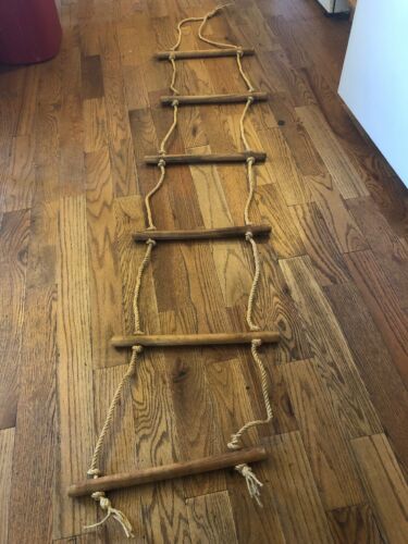 Sturdy Indoor/Outdoor Rope Ladder Wood Rungs.