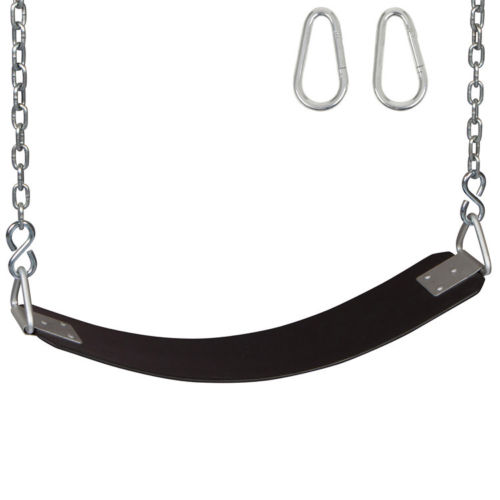 SWING SET STUFF COMMERCIAL RUBBER BELT BLACK WITH 5.5 FT CHAINS AND HOOKS 0123