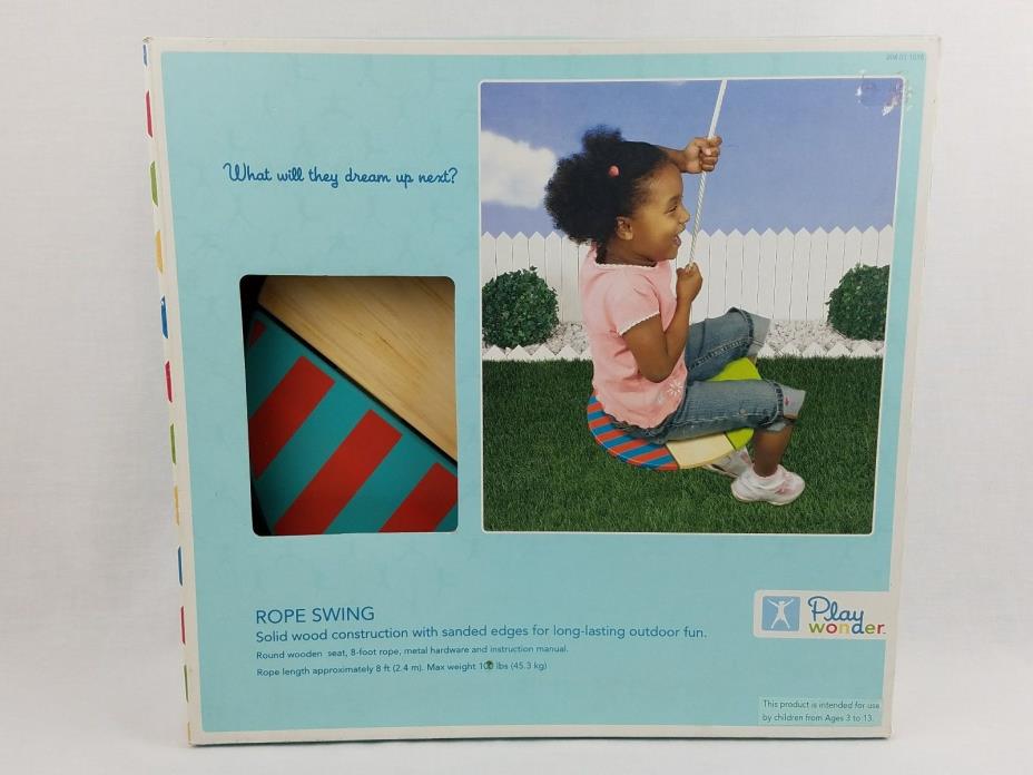 Swing Wooden Rope Painted Wood Disc Play Wonder NEW IN BOX SEALED
