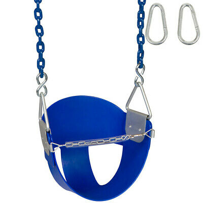 Swing Set Stuff Highback Half Swing Seat with Chains and Hooks Blue 60.5
