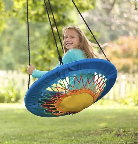 HearthSong Funshine Round Platform Tree Swing for Yard Playground Colorful Soft