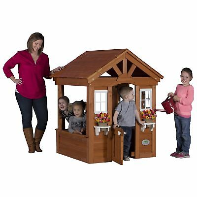 Kids Wooden Play House Outdoor All Cedar Backyard Toy Mini Playhouse Kid Fun