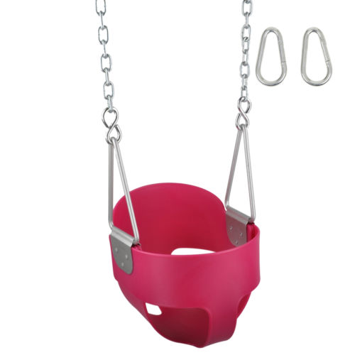 SWING SET STUFF HIGHBACK FULL BUCKET SEAT PINK WITH CHAINS AND HOOKS wood  0050