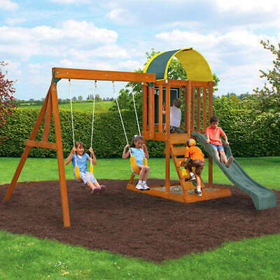 Kid's Wooden Swing Set Top Playground Equipment outdoor Play Time Fun4Kids