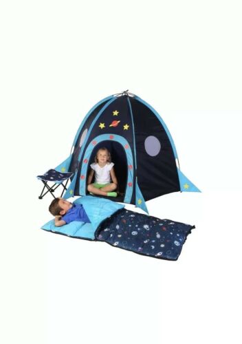 Camping Kid's Rocket 4 Piece Adventure Combo Tent, Sleeping Bag, Stool, Backpack