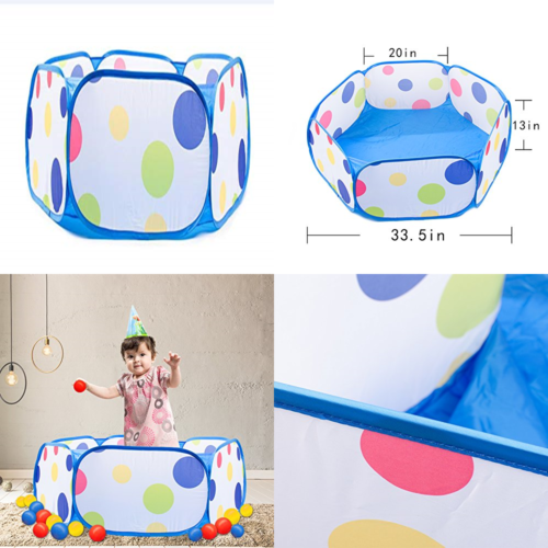 Light BLUE Kids Ball Pit Toddler Playpen Baby Play W Zippered Storage Bag Ideal
