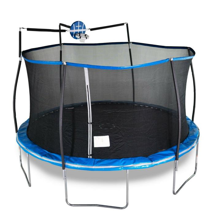 Bounce Pro 14-Foot Trampoline, with Slama Jama Basketball  | (Blue)