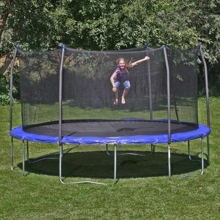 Round Trampoline Enclosure Safety Net Poles Pad Using Frames Spring Bounce Kid