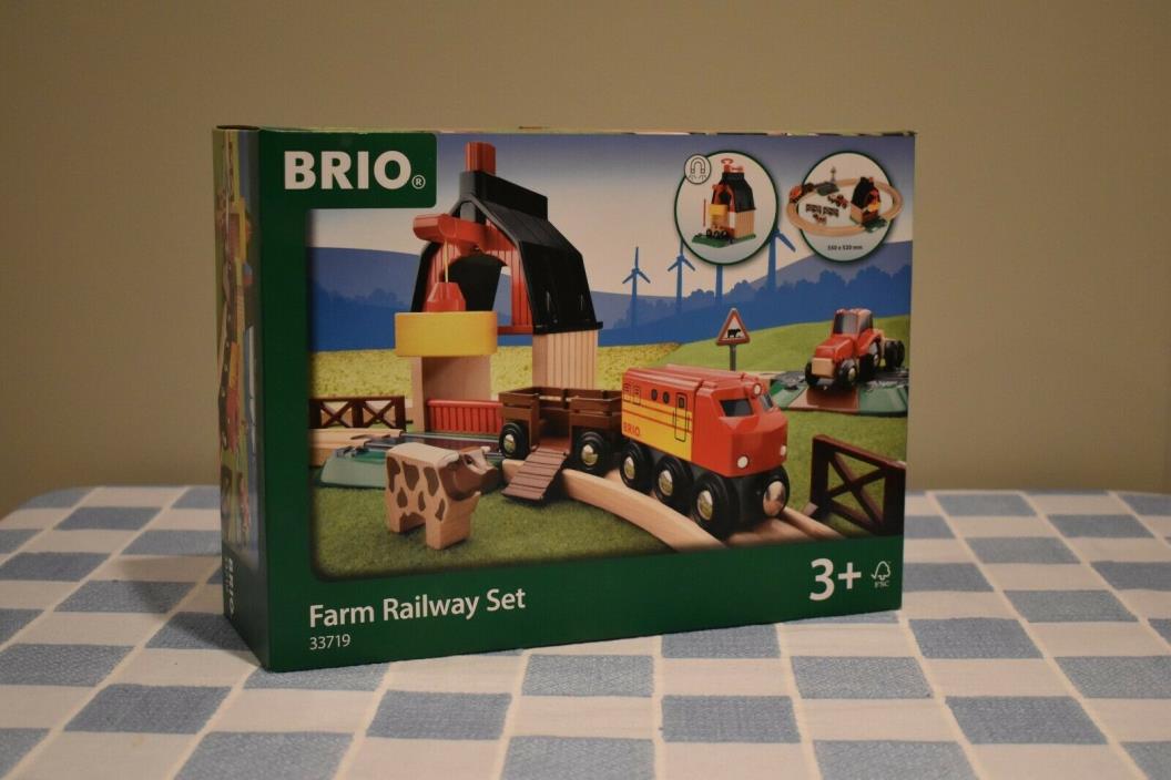Brio World Wooden Railway Farm Railway Set With Train #33719 , New